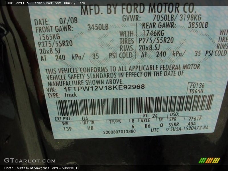 Black / Black 2008 Ford F150 Lariat SuperCrew