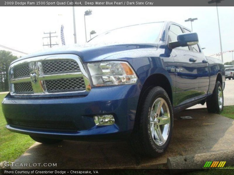 Deep Water Blue Pearl / Dark Slate Gray 2009 Dodge Ram 1500 Sport Quad Cab 4x4