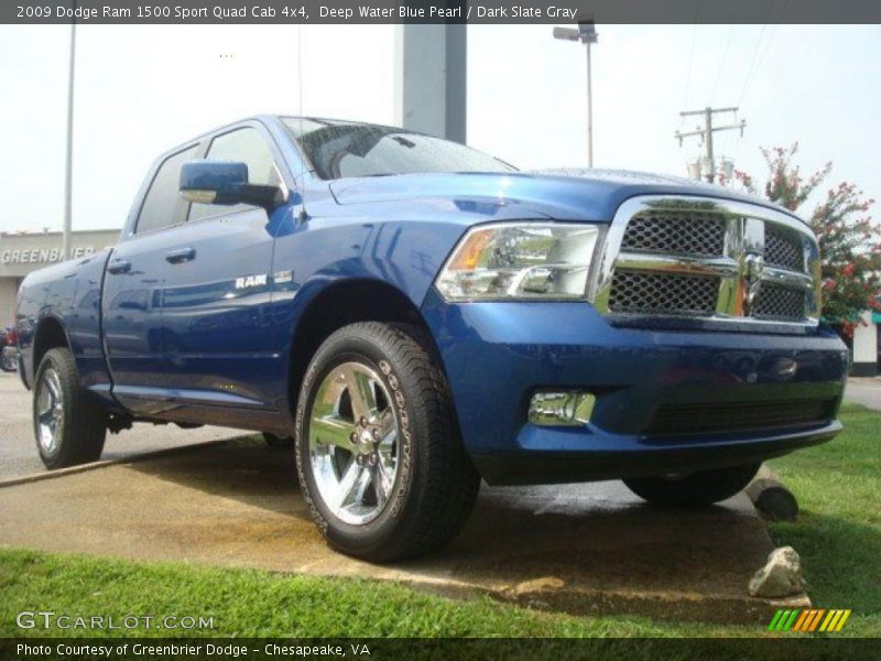 Deep Water Blue Pearl / Dark Slate Gray 2009 Dodge Ram 1500 Sport Quad Cab 4x4