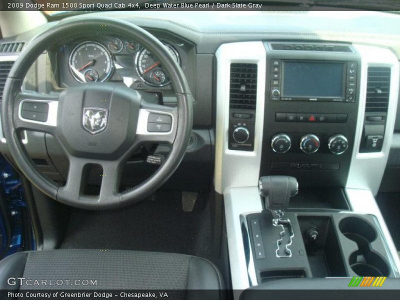 Deep Water Blue Pearl / Dark Slate Gray 2009 Dodge Ram 1500 Sport Quad Cab 4x4