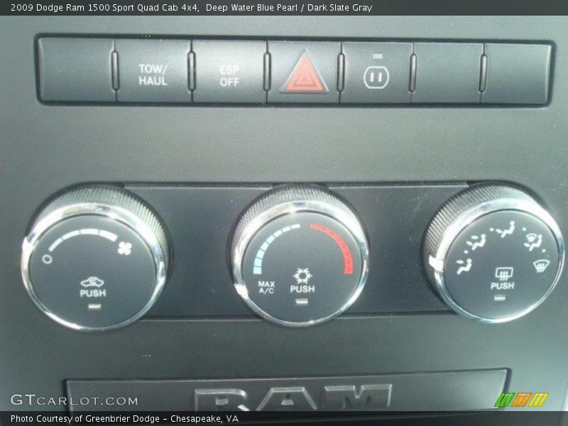 Deep Water Blue Pearl / Dark Slate Gray 2009 Dodge Ram 1500 Sport Quad Cab 4x4