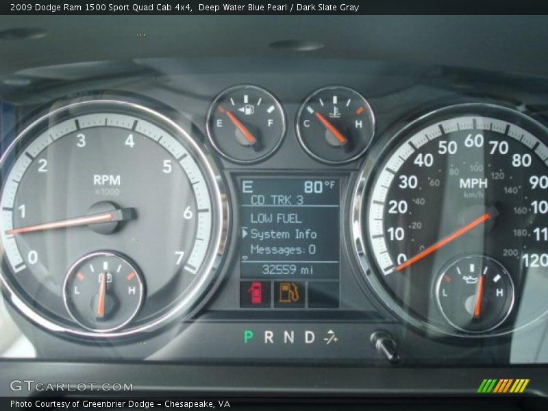 Deep Water Blue Pearl / Dark Slate Gray 2009 Dodge Ram 1500 Sport Quad Cab 4x4