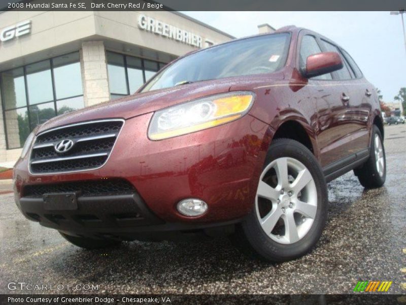 Dark Cherry Red / Beige 2008 Hyundai Santa Fe SE