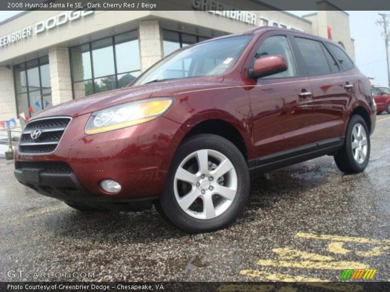 Dark Cherry Red / Beige 2008 Hyundai Santa Fe SE