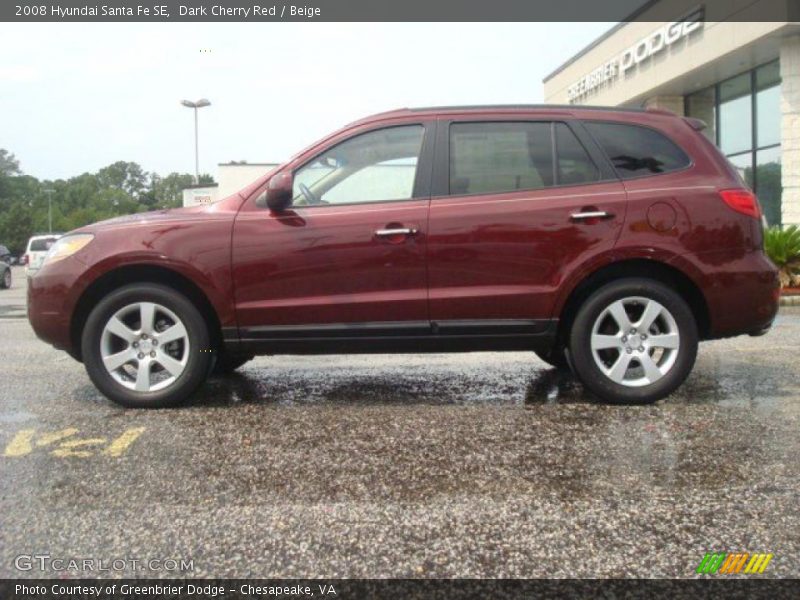 Dark Cherry Red / Beige 2008 Hyundai Santa Fe SE