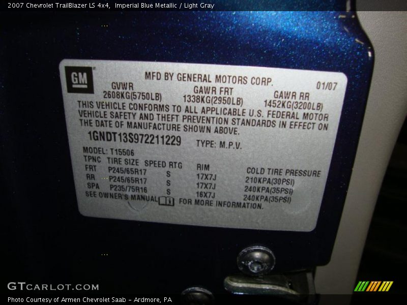 Imperial Blue Metallic / Light Gray 2007 Chevrolet TrailBlazer LS 4x4