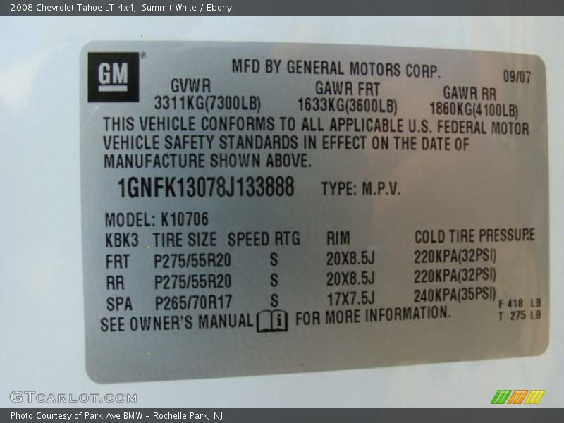 Summit White / Ebony 2008 Chevrolet Tahoe LT 4x4