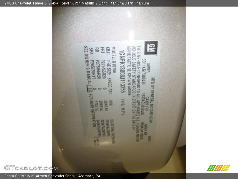 Silver Birch Metallic / Light Titanium/Dark Titanium 2008 Chevrolet Tahoe LTZ 4x4