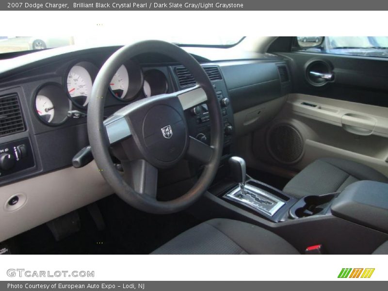 Brilliant Black Crystal Pearl / Dark Slate Gray/Light Graystone 2007 Dodge Charger