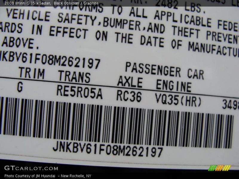 Black Obsidian / Graphite 2008 Infiniti G 35 x Sedan