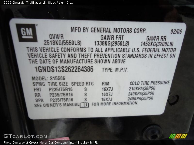 Black / Light Gray 2006 Chevrolet TrailBlazer LS