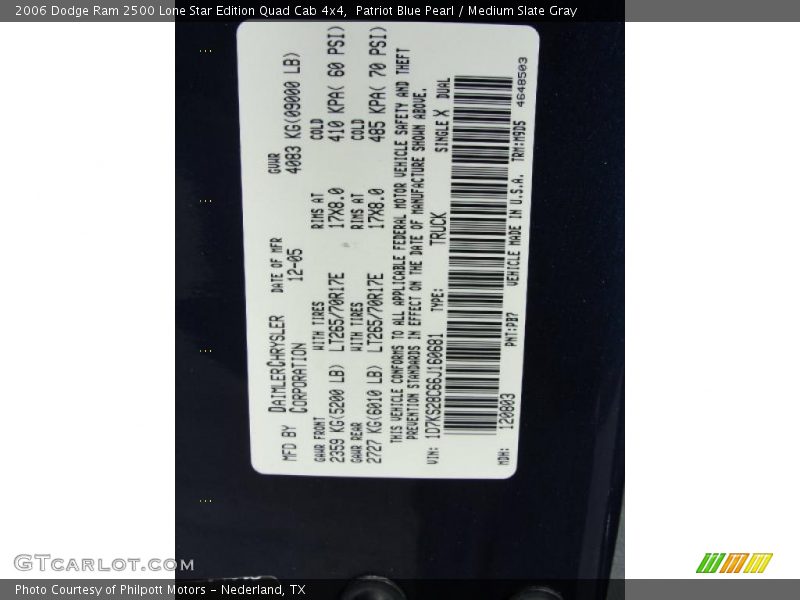 Patriot Blue Pearl / Medium Slate Gray 2006 Dodge Ram 2500 Lone Star Edition Quad Cab 4x4