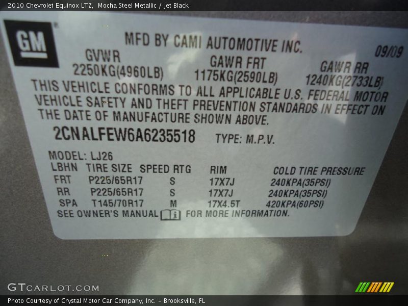 Mocha Steel Metallic / Jet Black 2010 Chevrolet Equinox LTZ