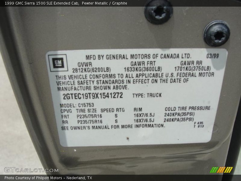 Pewter Metallic / Graphite 1999 GMC Sierra 1500 SLE Extended Cab