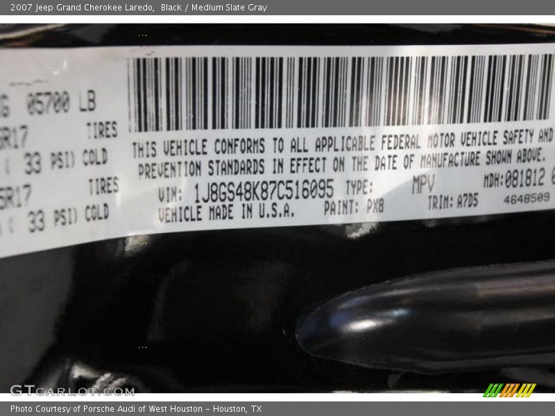 Black / Medium Slate Gray 2007 Jeep Grand Cherokee Laredo