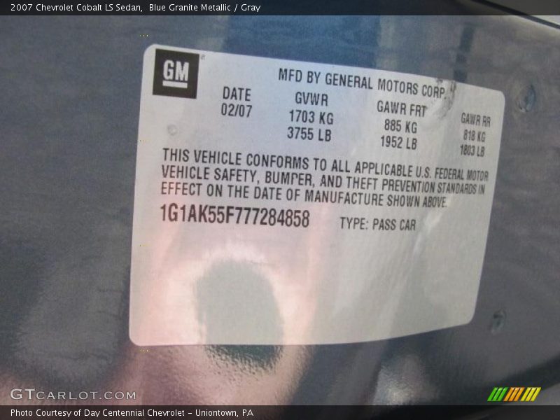 Blue Granite Metallic / Gray 2007 Chevrolet Cobalt LS Sedan