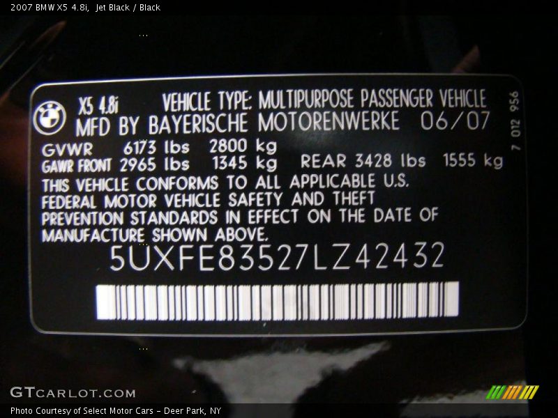 Jet Black / Black 2007 BMW X5 4.8i