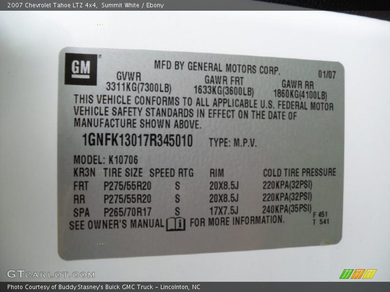 Summit White / Ebony 2007 Chevrolet Tahoe LTZ 4x4