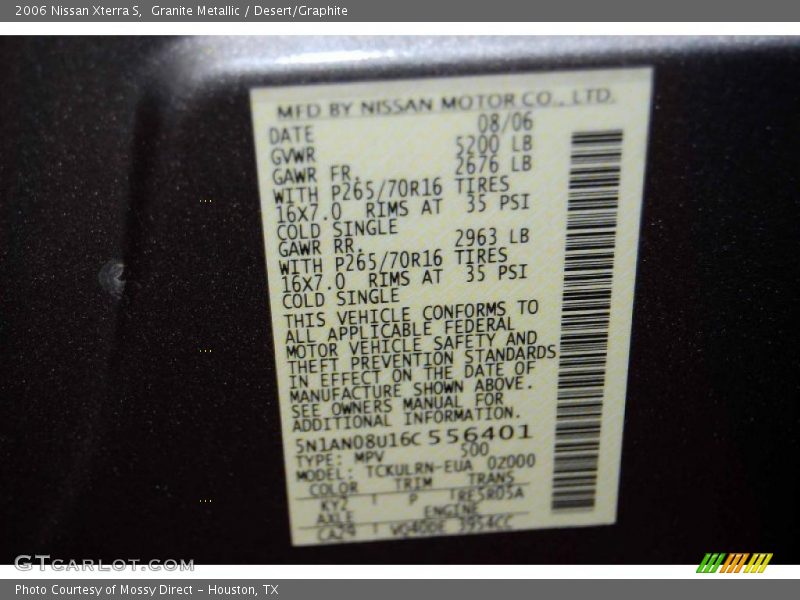 Granite Metallic / Desert/Graphite 2006 Nissan Xterra S