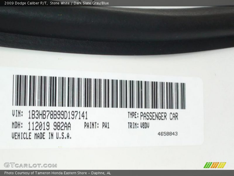 Stone White / Dark Slate Gray/Blue 2009 Dodge Caliber R/T