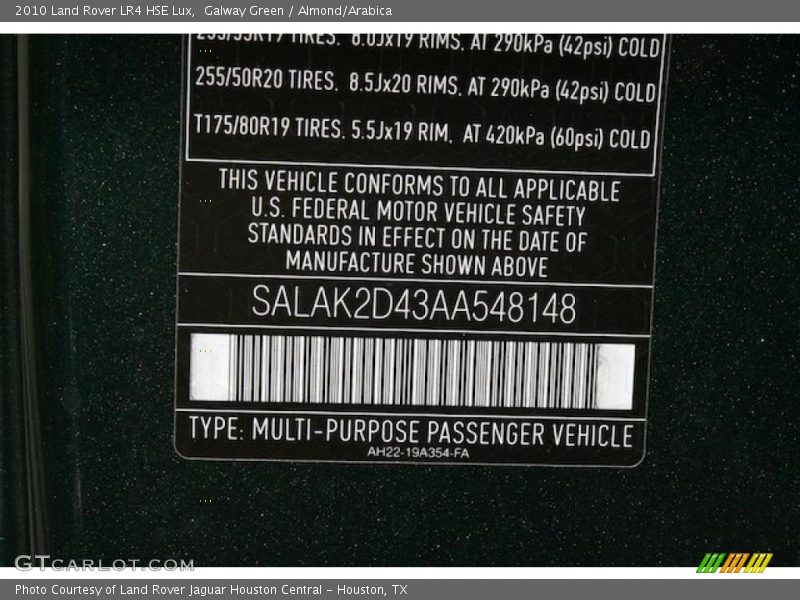 Galway Green / Almond/Arabica 2010 Land Rover LR4 HSE Lux