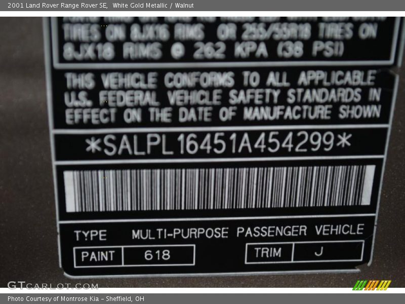 White Gold Metallic / Walnut 2001 Land Rover Range Rover SE