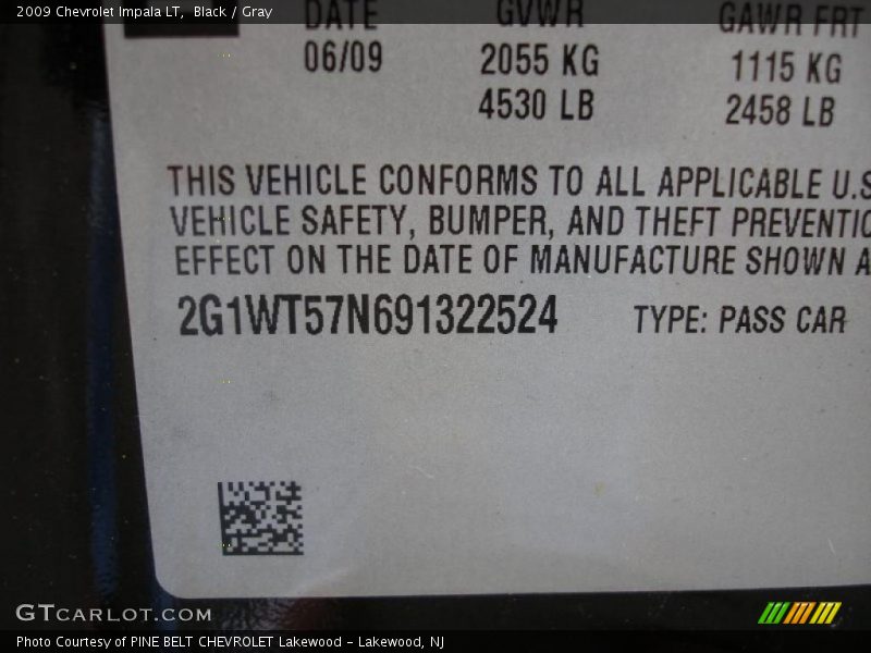 Black / Gray 2009 Chevrolet Impala LT