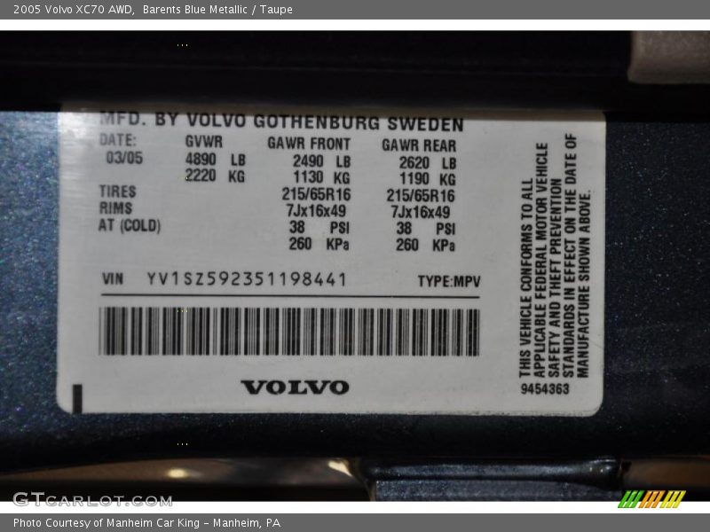 Barents Blue Metallic / Taupe 2005 Volvo XC70 AWD