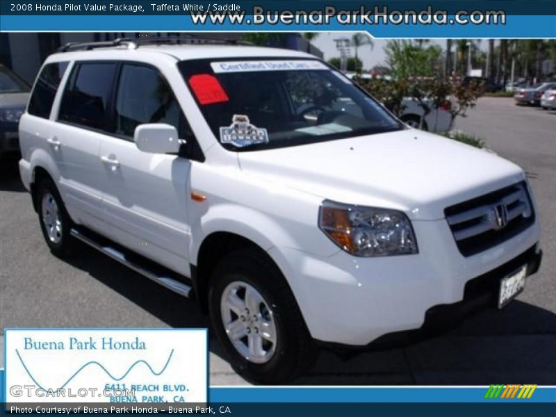 Taffeta White / Saddle 2008 Honda Pilot Value Package