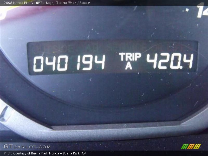 Taffeta White / Saddle 2008 Honda Pilot Value Package