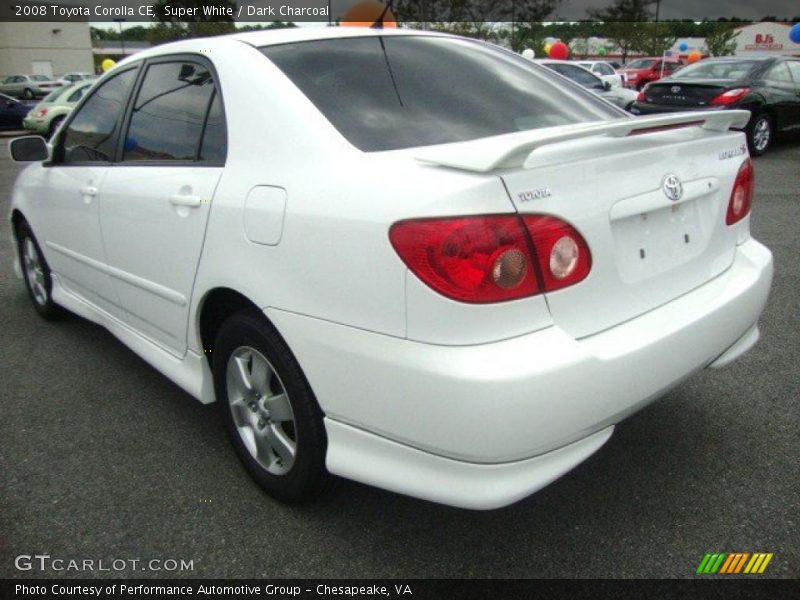 Super White / Dark Charcoal 2008 Toyota Corolla CE