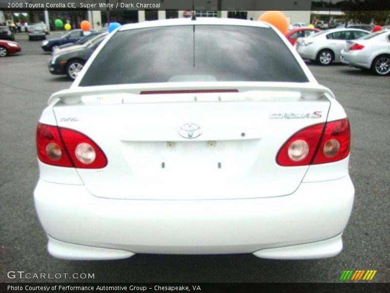 Super White / Dark Charcoal 2008 Toyota Corolla CE
