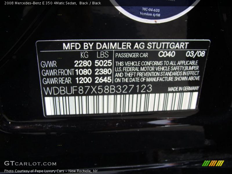 Black / Black 2008 Mercedes-Benz E 350 4Matic Sedan