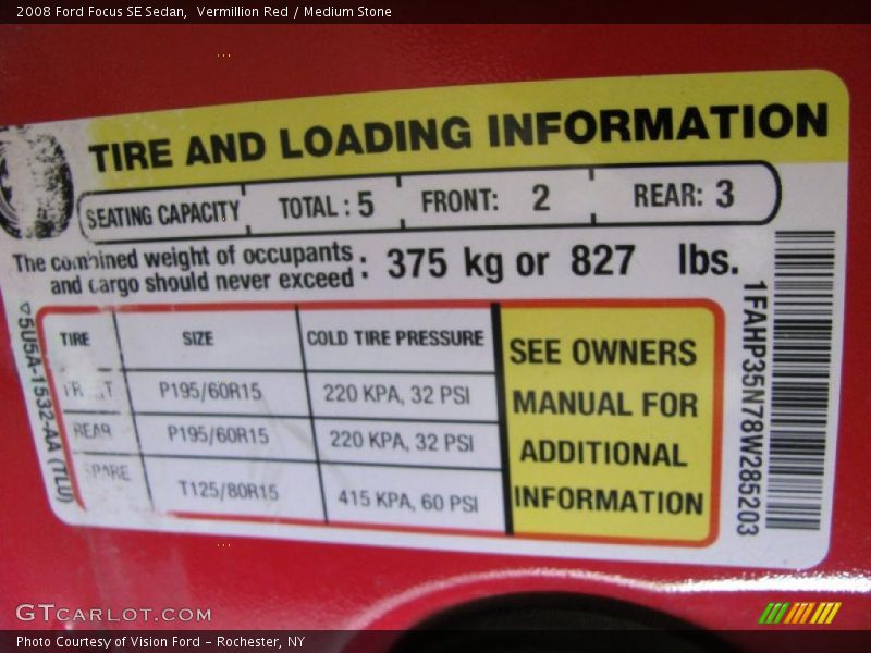 Vermillion Red / Medium Stone 2008 Ford Focus SE Sedan