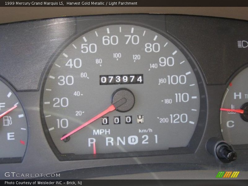Harvest Gold Metallic / Light Parchment 1999 Mercury Grand Marquis LS