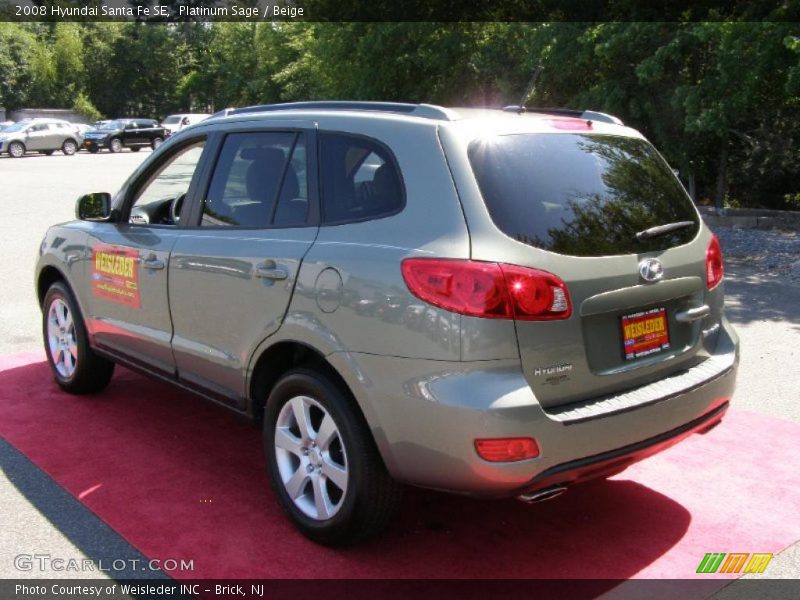 Platinum Sage / Beige 2008 Hyundai Santa Fe SE