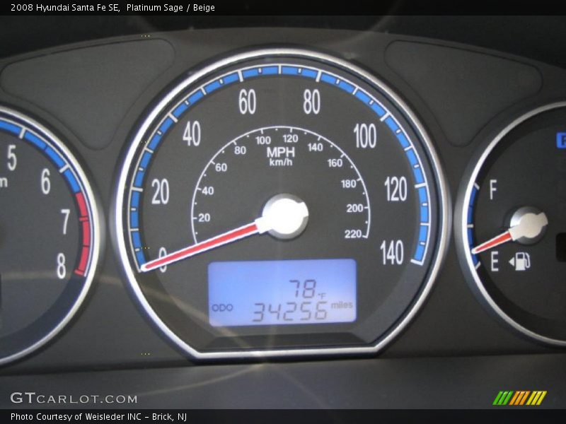 Platinum Sage / Beige 2008 Hyundai Santa Fe SE