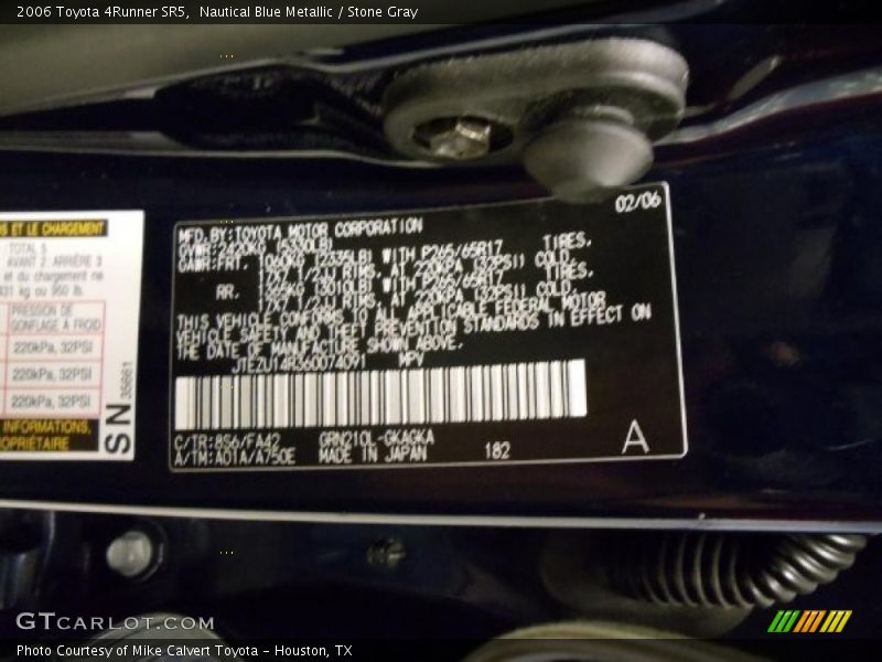 Nautical Blue Metallic / Stone Gray 2006 Toyota 4Runner SR5