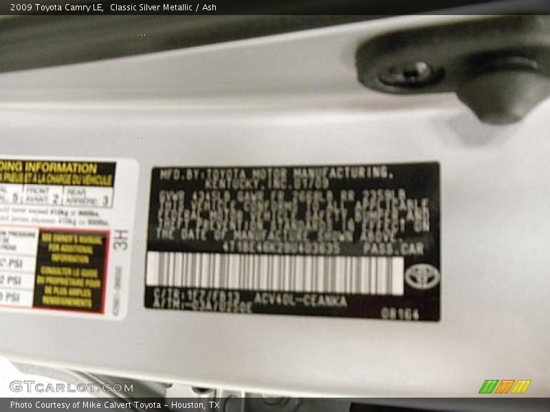 Classic Silver Metallic / Ash 2009 Toyota Camry LE