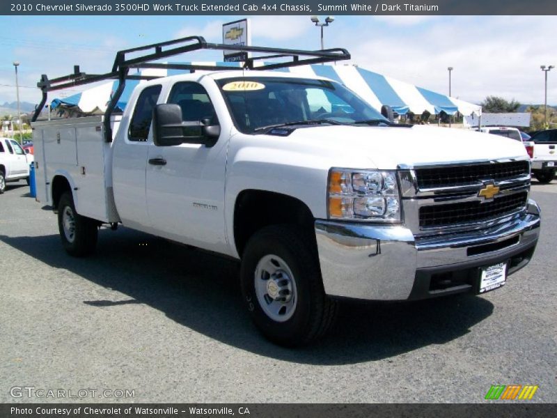 Summit White / Dark Titanium 2010 Chevrolet Silverado 3500HD Work Truck Extended Cab 4x4 Chassis