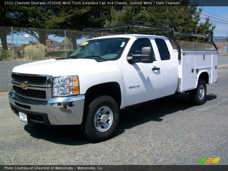 Summit White / Dark Titanium 2010 Chevrolet Silverado 3500HD Work Truck Extended Cab 4x4 Chassis