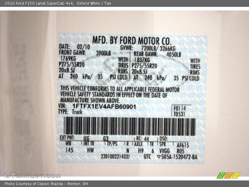 Oxford White / Tan 2010 Ford F150 Lariat SuperCab 4x4