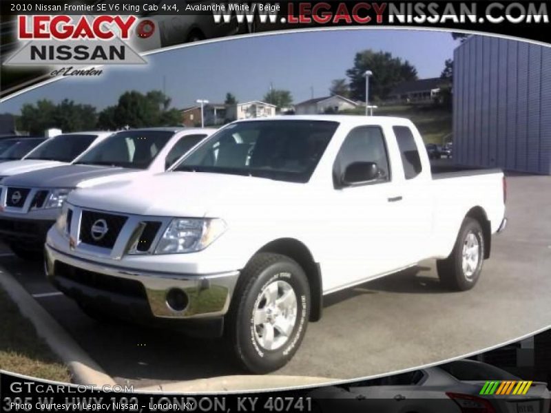 Avalanche White / Beige 2010 Nissan Frontier SE V6 King Cab 4x4
