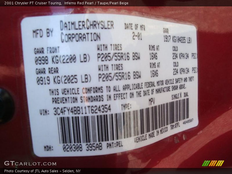 Inferno Red Pearl / Taupe/Pearl Beige 2001 Chrysler PT Cruiser Touring