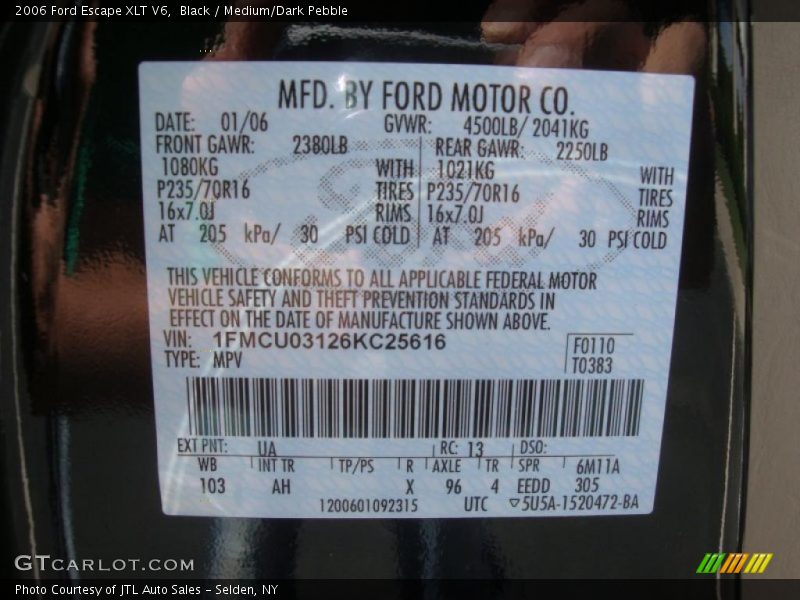 Black / Medium/Dark Pebble 2006 Ford Escape XLT V6