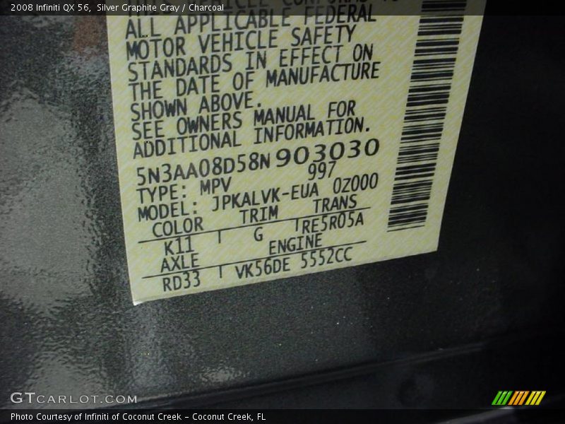 Silver Graphite Gray / Charcoal 2008 Infiniti QX 56