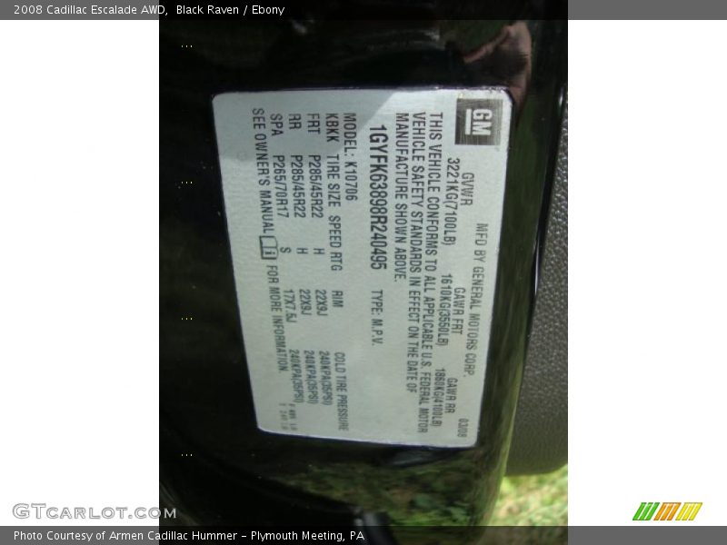 Black Raven / Ebony 2008 Cadillac Escalade AWD
