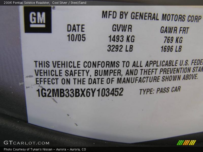 Cool Silver / Steel/Sand 2006 Pontiac Solstice Roadster