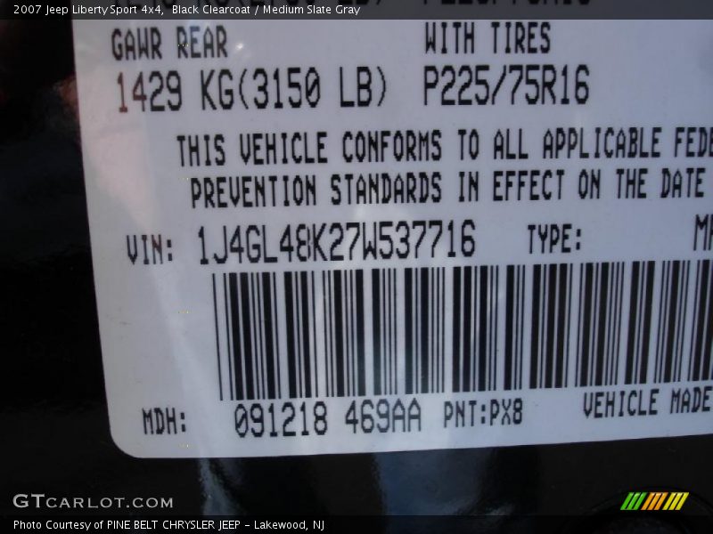 Black Clearcoat / Medium Slate Gray 2007 Jeep Liberty Sport 4x4