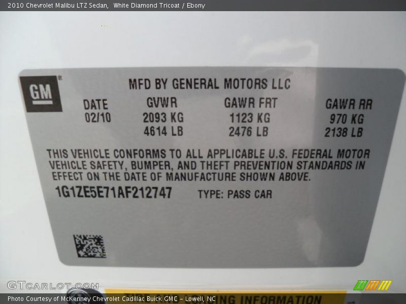 White Diamond Tricoat / Ebony 2010 Chevrolet Malibu LTZ Sedan